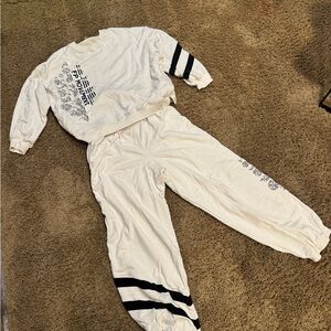 FP Movement by Free People Cream and Black Sweatpants Set
